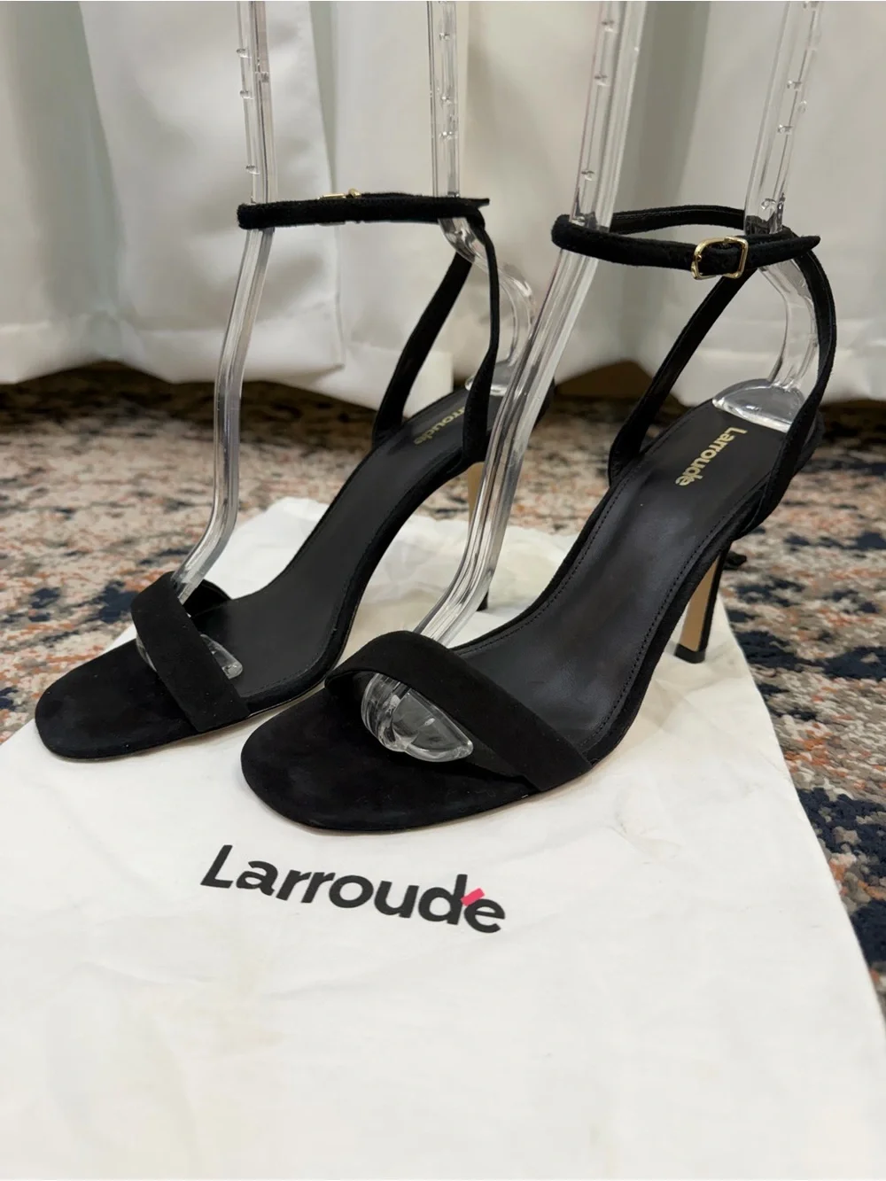 Larroude ‘The Nyx Heel’ in Black Suede Size 9